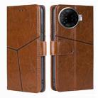 For Tecno Camon 30 Pro 5G Geometric Stitching Leather Phone Case(Light Brown) - 1