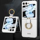 For Samsung Galaxy Z Flip5 GKK Ultra-thin PC Full Coverage Phone Case with Ring Holder / Tempered Film(Silver) - 1