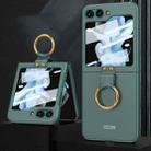 For Samsung Galaxy Z Flip5 GKK Ultra-thin PC Full Coverage Phone Case with Ring Holder(Dark Green) - 1