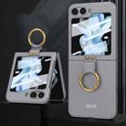 For Samsung Galaxy Z Flip5 GKK Ultra-thin PC Full Coverage Phone Case with Ring Holder / Tempered Film(Grey) - 1