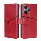 For Infinix Hot 30i 4G Geometric Stitching Leather Phone Case(Red) - 1