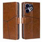 For Infinix Hot 40i Geometric Stitching Leather Phone Case(Light Brown) - 1