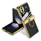 For vivo X Flip GKK Shaft Electroplated Plain Leather Woven Texture Phone Case with Ring(Black) - 1