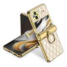 For vivo X Flip GKK Rhombus Pattern Electroplated Leather Phone Case with Ring(Champagne Gold) - 1