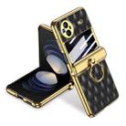 For vivo X Flip GKK Rhombus Pattern Electroplated Leather Phone Case with Ring(Black) - 1