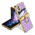 For vivo X Flip GKK Rhombus Pattern Electroplated Leather Phone Case with Ring(Purple) - 1