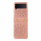 For Samsung Galaxy Z Flip5 Mandala Embossing Fold Leather Phone Case(Rose Gold) - 1