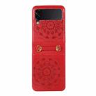 For Samsung Galaxy Z Flip5 Mandala Embossing Fold Leather Phone Case(Red) - 1