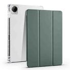 For vivo Pad 11 3-folding Transparent TPU Smart Leather Tablet Case with Pen Slot(Green) - 1