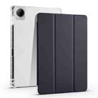 For vivo Pad 11 3-folding Transparent TPU Smart Leather Tablet Case with Pen Slot(Black) - 1