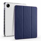 For vivo Pad2 12.1inch 3-folding Transparent TPU Smart Leather Tablet Case with Pen Slot(Dark Blue) - 1