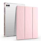 For vivo Pad3 Pro 3-folding Transparent TPU Smart Leather Tablet Case with Pen Slot(Pink) - 1