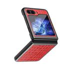 For Samsung Galaxy Z Flip5 Crocodile Texture Leather Folding Protective Phone Case(Red) - 1