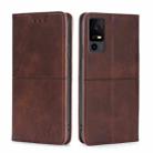 For TCL 40 XE 5G / 40X 5G T601D Cow Texture Magnetic Leather Phone Case(Dark Brown) - 1