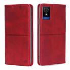 For TCL 501 4G Cow Texture Magnetic Leather Phone Case(Red) - 1