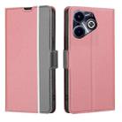 For Infinix Hot 40i Twill Texture Side Button Leather Phone Case(Pink) - 1