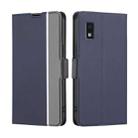 For Sharp Aqous Wish3 Twill Texture Side Button Leather Phone Case(Blue) - 1