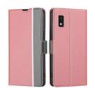 For Sharp Aqous Wish3 Twill Texture Side Button Leather Phone Case(Pink) - 1