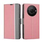 For Sharp Aquos R8 Pro SH-51 Twill Texture Side Button Leather Phone Case(Pink) - 1