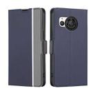 For Sharp Aquos R8 SH-52D Twill Texture Side Button Leather Phone Case(Blue) - 1