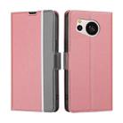 For Sharp Aquos sense8 Twill Texture Side Button Leather Phone Case(Pink) - 1