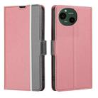 For Sharp Aquos R9 Twill Texture Side Button Leather Phone Case(Pink) - 1