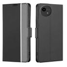 For Sharp Aquos Wish4 Twill Texture Side Button Leather Phone Case(Black) - 1