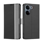 For Tecno Camon 20 Pro 4G Twill Texture Side Button Leather Phone Case(Black) - 1