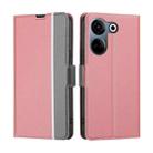 For Tecno Camon 20 Pro 4G Twill Texture Side Button Leather Phone Case(Pink) - 1