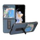 For Samsung Galaxy Z Flip5 Genuine Leather Luxury Series Phone Case with Holder(Royal Blue) - 1