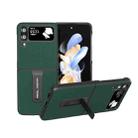 For Samsung Galaxy Z Flip4 Genuine Silky Soft ABEEL Black Edge Phone Case with Holder(Green) - 1