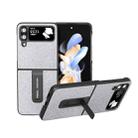 For Samsung Galaxy Z Flip4 Diamond Series Black Edge Phone Case with Holder(Silver) - 1