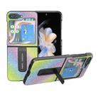 For Samsung Galaxy Z Flip5 Diamond Series Black Edge Phone Case with Holder(Rainbow) - 1