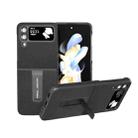 For Samsung Galaxy Z Flip4 Genuine Leather Xiaoya Series Phone Case with Holder(Black) - 1