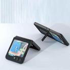 For Samsung Galaxy Z Flip5 ABEEL Genuine Leather Wave Black Edge Phone Case with Holder(Green) - 3