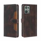 For Blackview Oscal C30 Skin Feel Magnetic Buckle Leather Phone Case(Brown) - 1