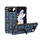 For Samsung Galaxy Z Flip4 ABEEL Genuine Leather Mahjong Texture Series Phone Case with Holder(Blue) - 1