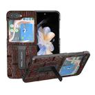 For Samsung Galaxy Z Flip5 ABEEL Genuine Leather Mahjong Texture Series Phone Case with Holder(Brown) - 1