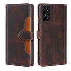 For TCL 50 SE 4G Skin Feel Magnetic Buckle Leather Phone Case(Brown) - 1