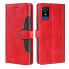 For TCL 501 4G Skin Feel Magnetic Buckle Leather Phone Case(Red) - 1