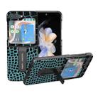 For Samsung Galaxy Z Flip5 ABEEL Genuine Leather Crocodile Pattern Phone Case with Holder(Blue) - 1