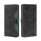 For Sharp Aqous Wish3 Skin Feel Magnetic Buckle Leather Phone Case(Black) - 1