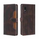 For Sharp Aqous Wish3 Skin Feel Magnetic Buckle Leather Phone Case(Brown) - 1