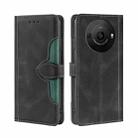 For Sharp Aquos R8 Pro SH-51 Skin Feel Magnetic Buckle Leather Phone Case(Black) - 1