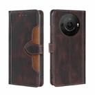 For Sharp Aquos R8 Pro SH-51 Skin Feel Magnetic Buckle Leather Phone Case(Brown) - 1