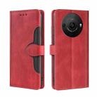 For Sharp Aquos R8 Pro SH-51 Skin Feel Magnetic Buckle Leather Phone Case(Red) - 1