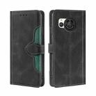 For Sharp Aquos R8 SH-52D Skin Feel Magnetic Buckle Leather Phone Case(Black) - 1