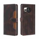 For Sharp Aquos R8 SH-52D Skin Feel Magnetic Buckle Leather Phone Case(Brown) - 1