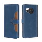 For Sharp Aquos R8 SH-52D Skin Feel Magnetic Buckle Leather Phone Case(Blue) - 1