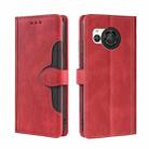 For Sharp Aquos R8 SH-52D Skin Feel Magnetic Buckle Leather Phone Case(Red) - 1